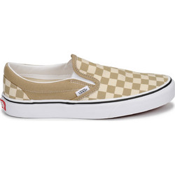 brown checkerboard slip on vans